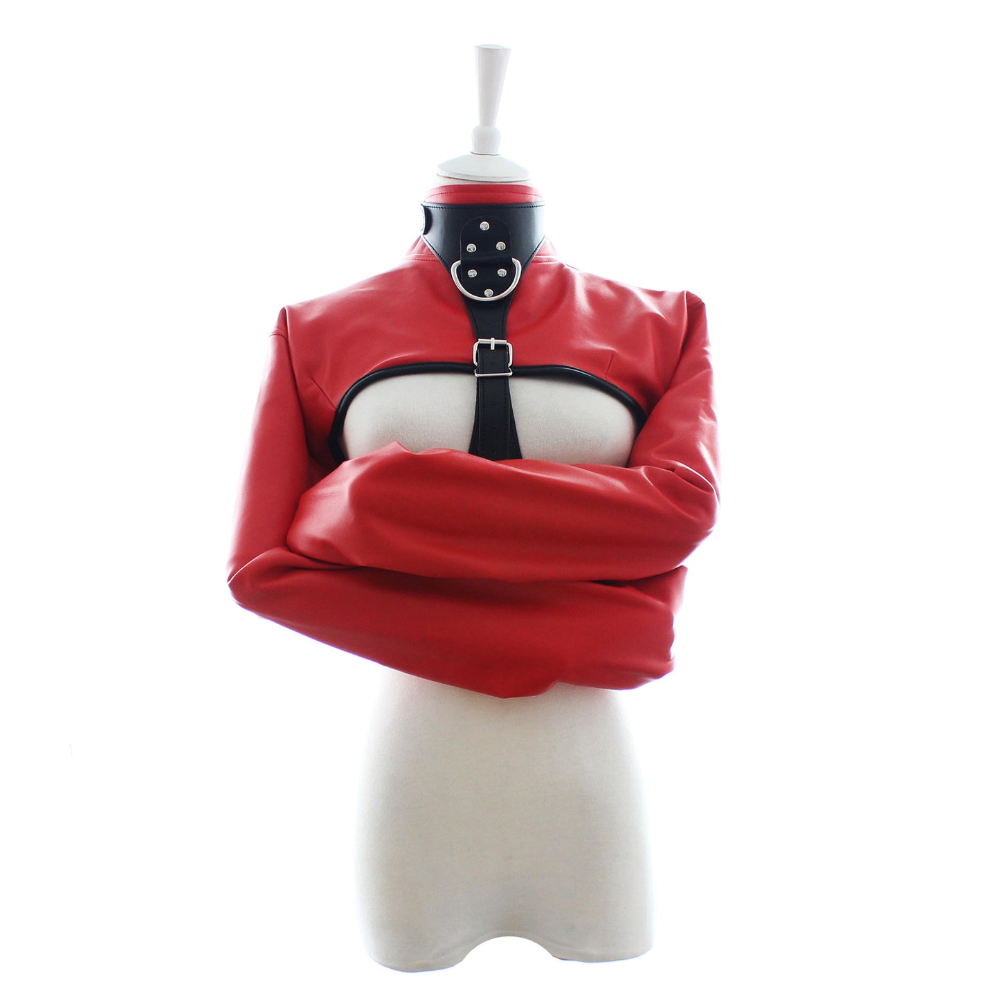 PU Leather Straitjacket Style Arm Binder & Posture Corrector with Adjustable Straps(red) V888-ELOSUNG29405