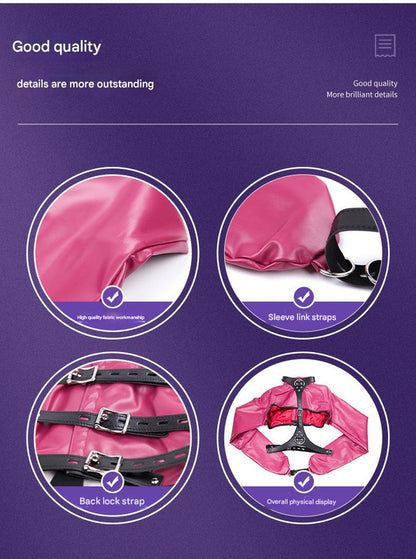 PU Leather Straitjacket Style Arm Binder & Posture Corrector with Adjustable Straps(red) V888-ELOSUNG29405