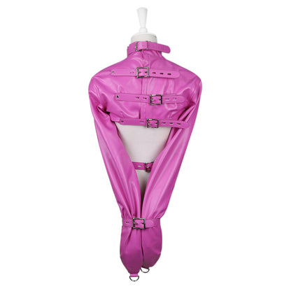 PU Leather Straitjacket Style Arm Binder & Posture Corrector with Adjustable Straps(Dark pink) V888-ELOSUNG29407