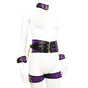 Adjustable PU Leather Bondage Restraint Set - Collar, Waist Belt, Hand & Leg Cuffs with Connectors(purple) V888-ELOSUNG29408