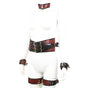 Adjustable PU Leather Bondage Restraint Set - Collar, Waist Belt, Hand & Leg Cuffs with Connectors(red) V888-ELOSUNG29409