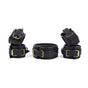 Premium PU Leather Adjustable Padded Collar, Handcuffs & Ankle Cuffs Set with Leash/Connectors(black) V888-ELOSUNG29412