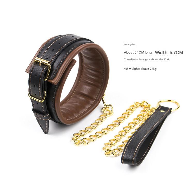 Premium PU Leather Adjustable Padded Collar, Handcuffs & Ankle Cuffs Set with Leash/Connectors(black) V888-ELOSUNG29412