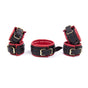 Premium PU Leather Adjustable Padded Collar, Handcuffs & Ankle Cuffs Set with Leash/Connectors(Red) V888-ELOSUNG29413