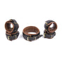 Premium PU Leather Adjustable Padded Collar, Handcuffs & Ankle Cuffs Set with Leash/Connectors(Brown) V888-ELOSUNG29414