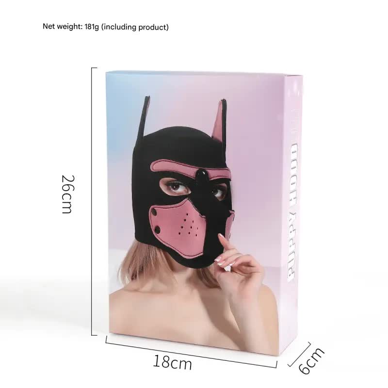 Playful Puppy Hood Mask - Soft Neoprene Full Head Cosplay & SM Accessory(black) V888-ELOSUNG29419