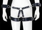 Adjustable PU Leather X-Harness Restraint Set with Cuffs - Playful Bondage Accessory(Brilliant leather blue) V888-ELOSUNG29427
