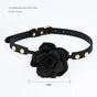 Silicone Rose Ball Gag with Adjustable PU Leather Strap - Playful Adult Novelty(black) V888-ELOSUNG29431