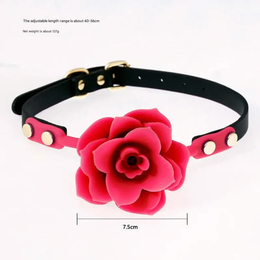 Silicone Rose Ball Gag with Adjustable PU Leather Strap - Playful Adult Novelty(pink) V888-ELOSUNG29433