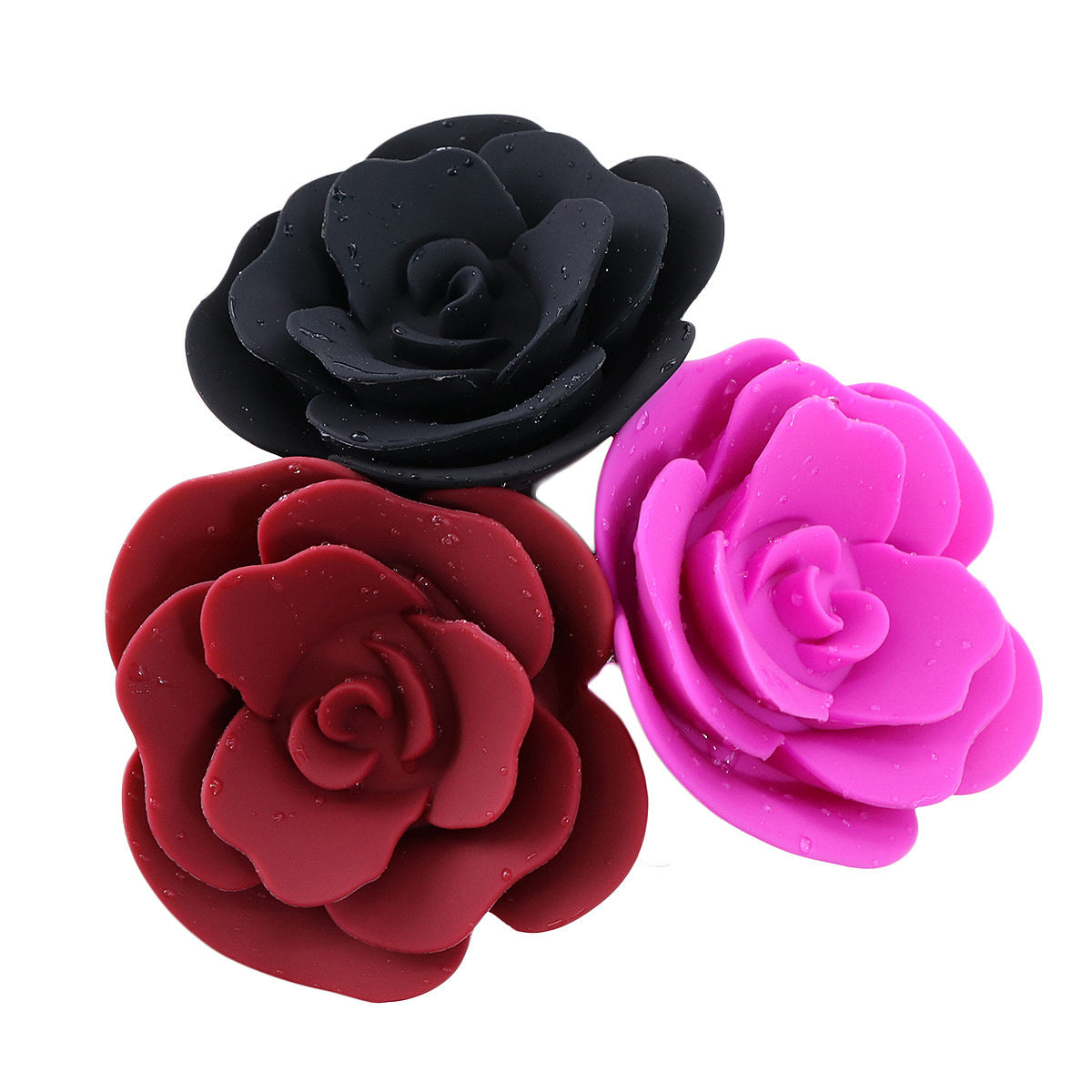 Elegant Rose Silicone Anal Plug - Smooth Tapered Design for Comfortable Play(black) V888-ELOSUNG29435