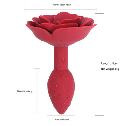 Elegant Rose Silicone Anal Plug - Smooth Tapered Design for Comfortable Play(Dark red) V888-ELOSUNG29436
