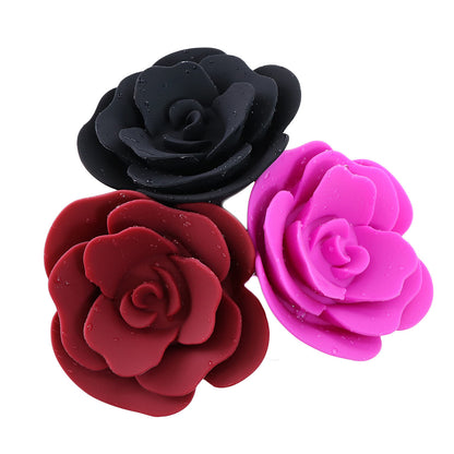 Elegant Rose Silicone Anal Plug - Smooth Tapered Design for Comfortable Play(Dark red) V888-ELOSUNG29436