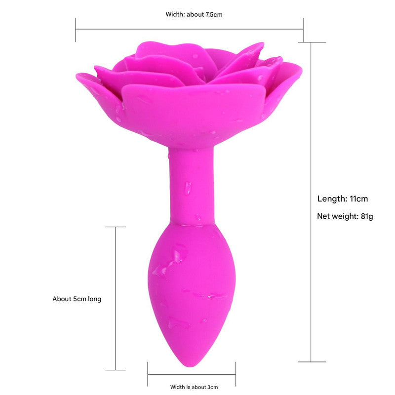 Elegant Rose Silicone Anal Plug - Smooth Tapered Design for Comfortable Play(Rose red) V888-ELOSUNG29437