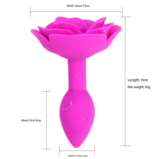 Elegant Rose Silicone Anal Plug - Smooth Tapered Design for Comfortable Play(Rose red) V888-ELOSUNG29437