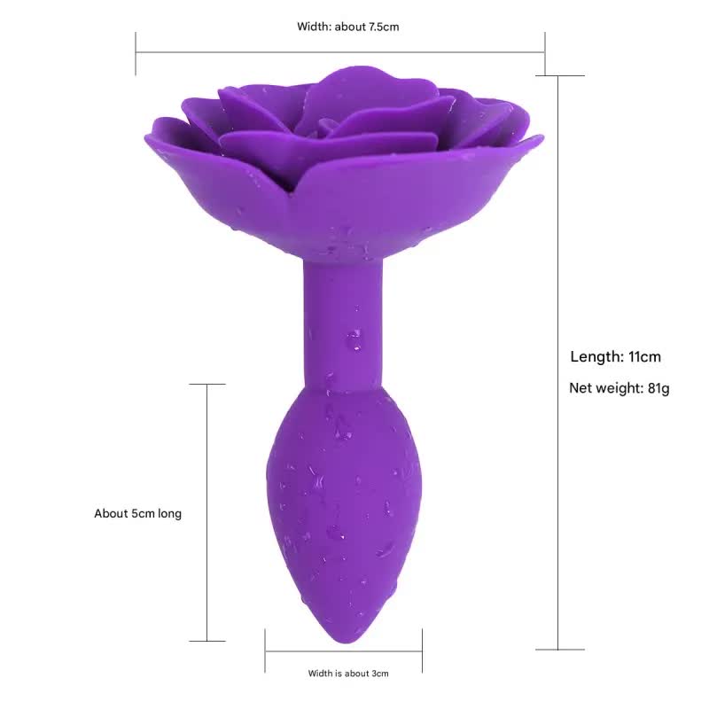 Elegant Rose Silicone Anal Plug - Smooth Tapered Design for Comfortable Play(Purple) V888-ELOSUNG29438