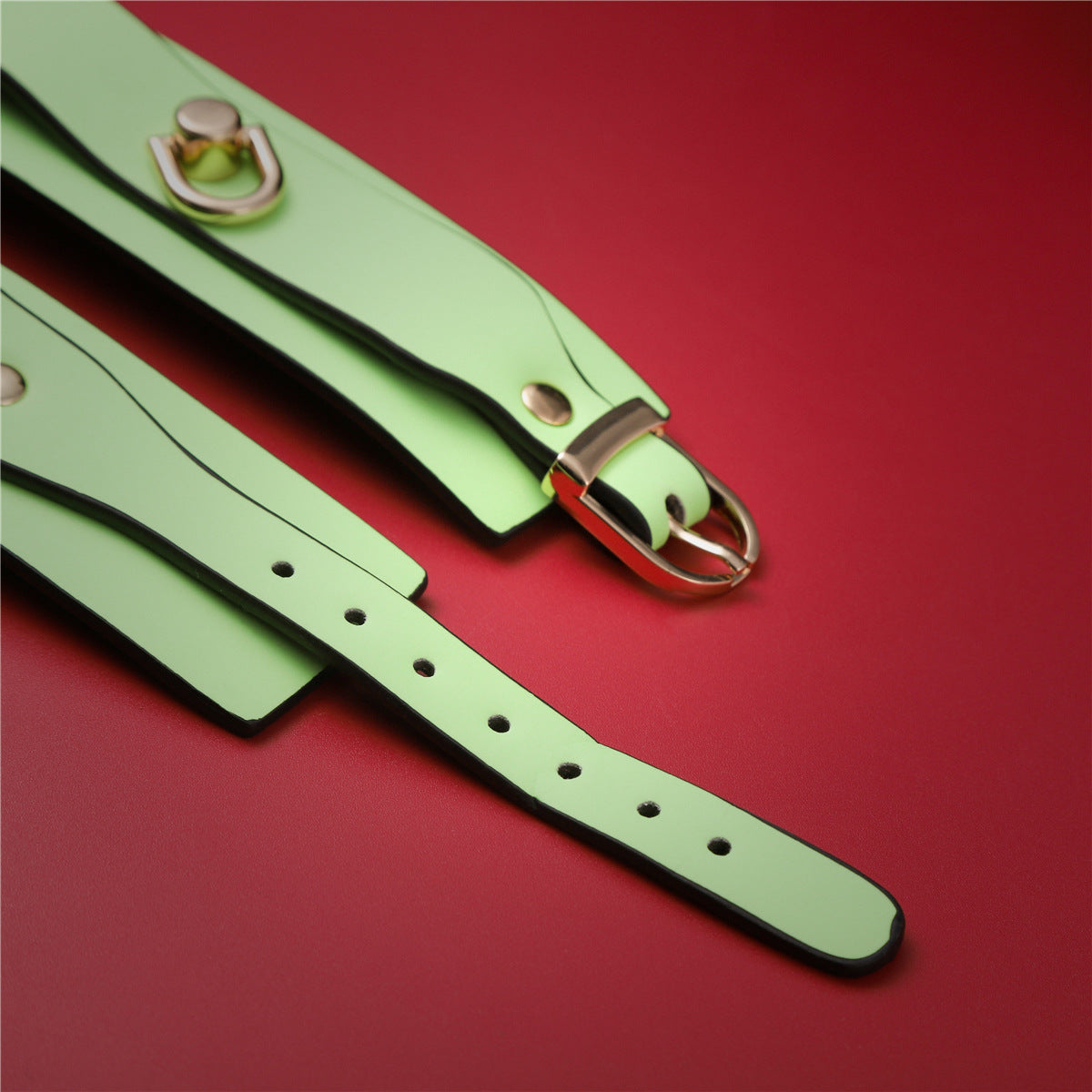 Adjustable PU Leather Bondage Cuff - Wrist/Ankle Restraint, Sold Individually(Luminous orange-handcuffs) V888-ELOSUNG29441