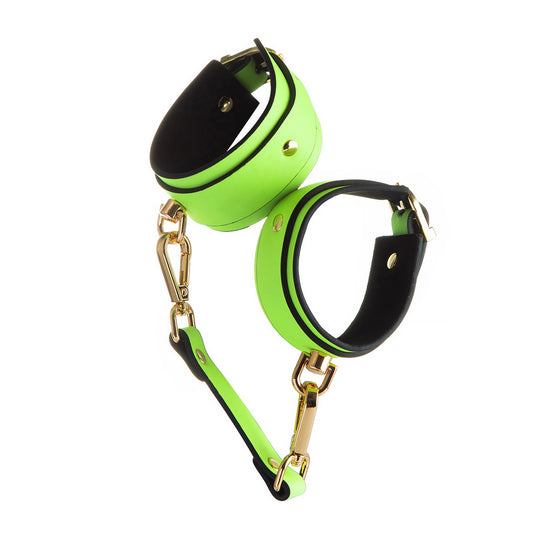 Adjustable PU Leather Bondage Cuff - Wrist/Ankle Restraint, Sold Individually(Luminous green-handcuffs) V888-ELOSUNG29443