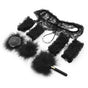 7-Piece Lace & Feather Playful Lingerie Accessory Set - Cuffs, G-String, Tickler &Nipple stickers(black) V888-ELOSUNG29446