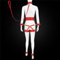 Full Body PU Leather Bondage Restraint Set with Collar, Leash, Cuffs & Harness - Adjustable Adult Play(Red) V888-ELOSUNG29451