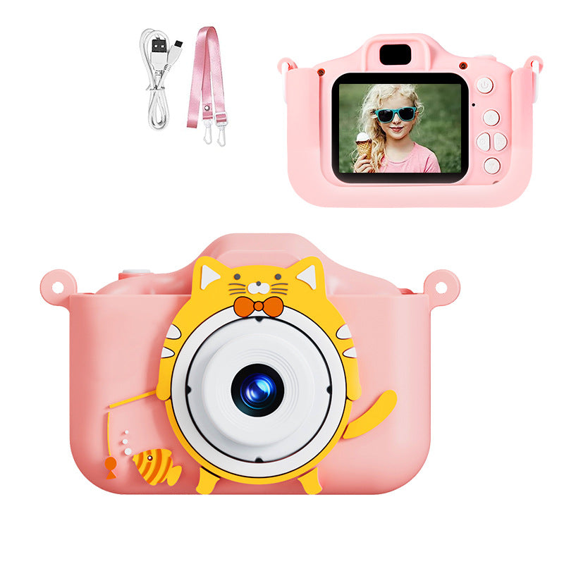 Digital Camera with Cute Cat Silicone Case - Dual Lens, 96MP, HD Screen & Music Playback(pink) V888-ELOSUNG29463