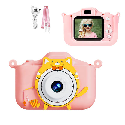 Digital Camera with Cute Cat Silicone Case - Dual Lens, 96MP, HD Screen & Music Playback(pink) V888-ELOSUNG29463