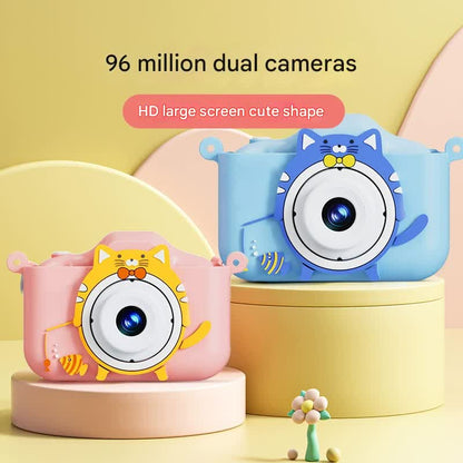 Digital Camera with Cute Cat Silicone Case - Dual Lens, 96MP, HD Screen & Music Playback(pink) V888-ELOSUNG29463