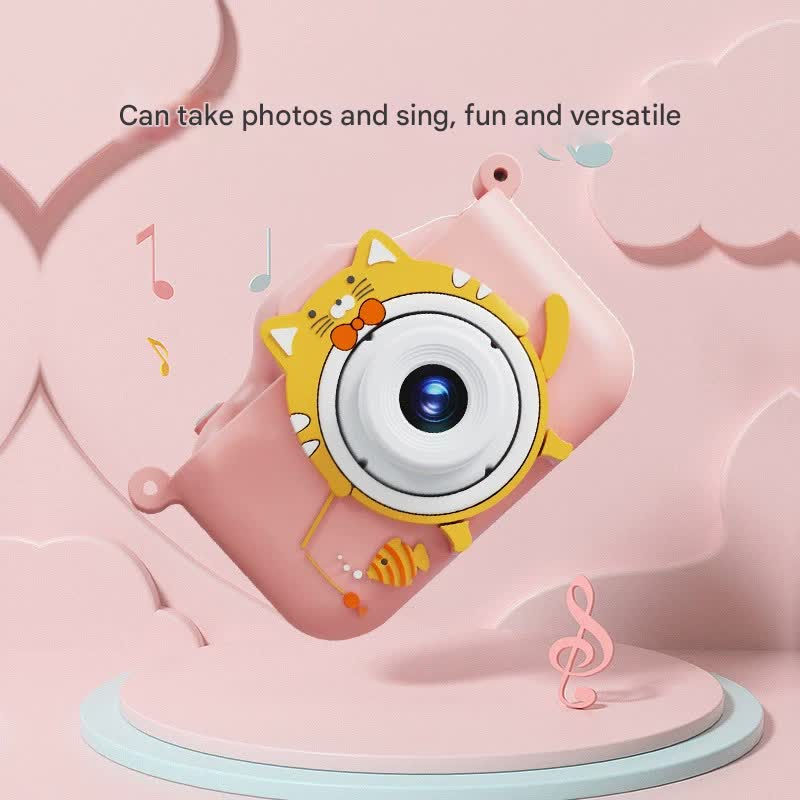 Digital Camera with Cute Cat Silicone Case - Dual Lens, 96MP, HD Screen & Music Playback(yellow) V888-ELOSUNG29465