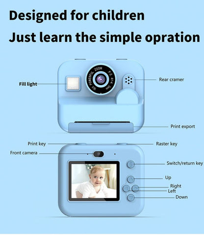 Instant Print Camera - 48MP Dual Lens, 2.4" IPS Screen, Thermal Printing(blue) V888-ELOSUNG29466