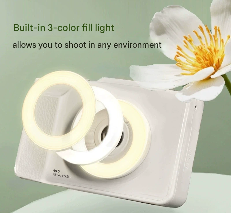 48MP Student Digital Camera with 180 Flip Screen & 3-Setting Fill Light(black) V888-ELOSUNG29467