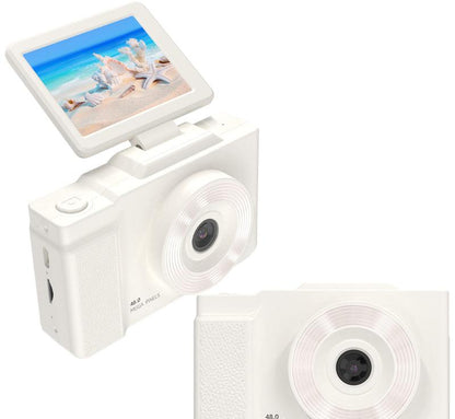 48MP Student Digital Camera with 180 Flip Screen & 3-Setting Fill Light(White) V888-ELOSUNG29468