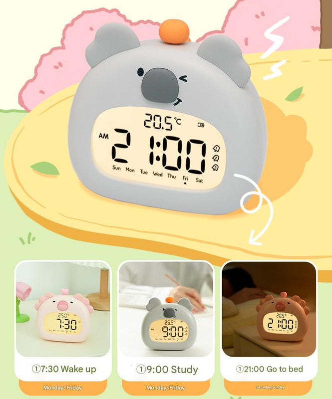 Cute Animal Digital Alarm Clock with Night Light, Temperature & Countdown Timer(Pink salamander) V888-ELOSUNG29490