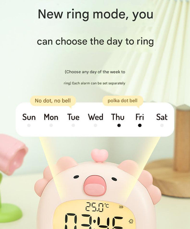 Cute Animal Digital Alarm Clock with Night Light, Temperature & Countdown Timer(Pink salamander) V888-ELOSUNG29490