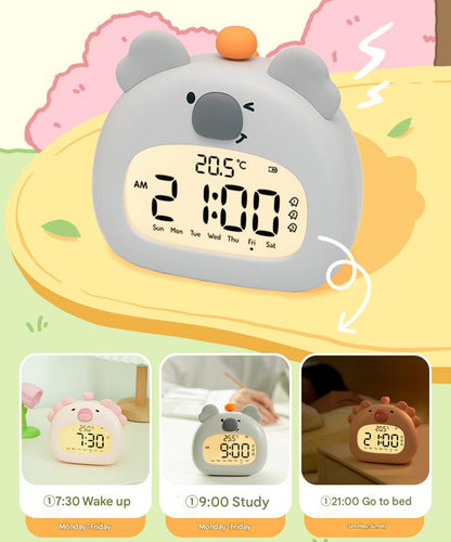 Cute Animal Digital Alarm Clock with Night Light, Temperature & Countdown Timer(Black and white panda) V888-ELOSUNG29491