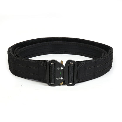 Dual Layer Quick Release Tactical Belt - Attachment System, Alloy Cobra Buckle, Adjustable Nylon(black) V888-ELOSUNG29509
