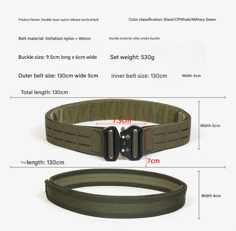 Dual Layer Quick Release Tactical Belt - Attachment System, Alloy Cobra Buckle, Adjustable Nylon(Military V888-ELOSUNG29511