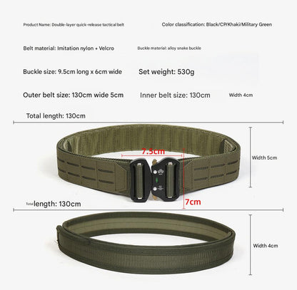 Dual Layer Quick Release Tactical Belt - Attachment System, Alloy Cobra Buckle, Adjustable Nylon(Military V888-ELOSUNG29511