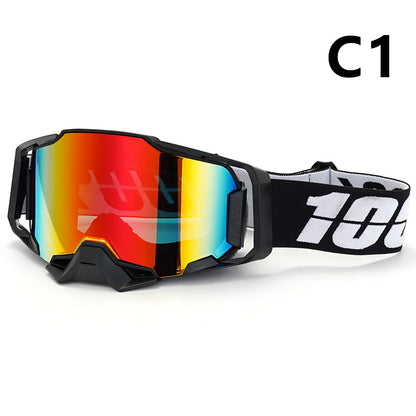 Professional Motocross & Ski Goggles - HiPER Lens, TPU Frame(Black frame with white straps-red lenses) V888-ELOSUNG29556