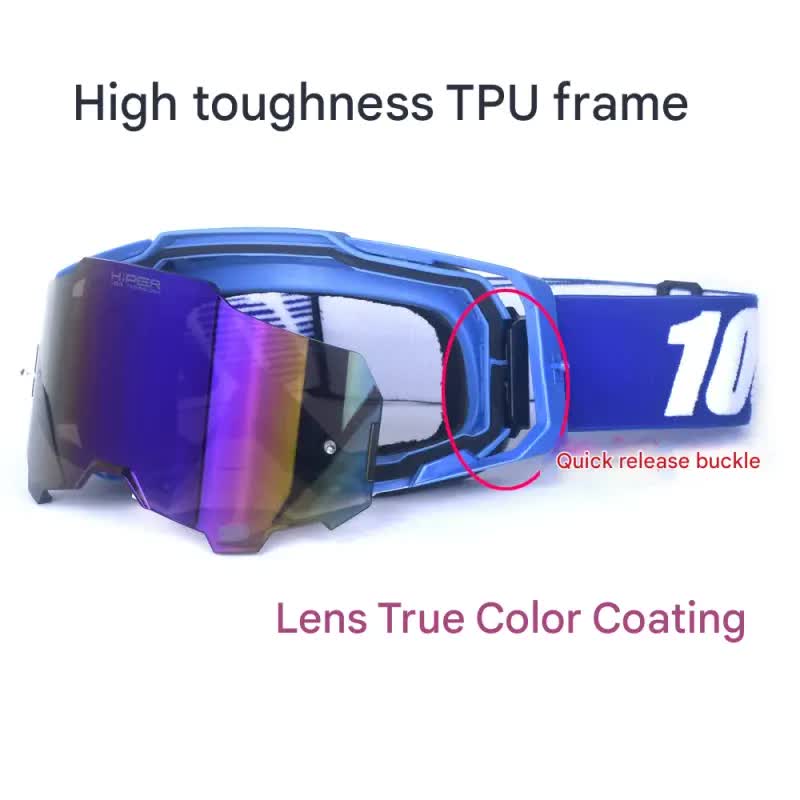 Professional Motocross & Ski Goggles - HiPER Lens, TPU Frame(Black frame with yellow belt and red lens) V888-ELOSUNG29557