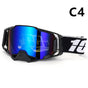 Professional Motocross & Ski Goggles - HiPER Lens, TPU Frame(Black frame with white belt and blue lens) V888-ELOSUNG29559
