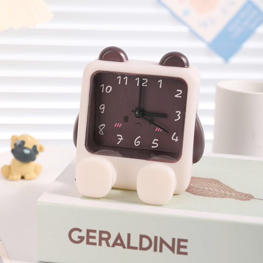 Adorable Cartoon Animal Alarm Clock - Silent Quartz Movement, Loud Alarm, Battery Operated(White Brown) V888-ELOSUNG29565