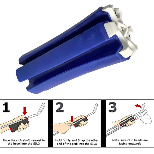 Portable Golf Club Carrier "SILO" - Holds 3 Clubs, Lightweight & Easy to (Blue and white) V888-ELOSUNG29604