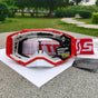 Performance Motocross & Off-Road Goggles - Increased Impact Protection with Lens Lock System(White and red V888-ELOSUNG29630