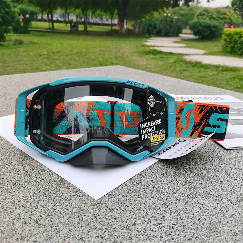 Performance Motocross & Off-Road Goggles - Increased Impact Protection with Lens Lock System(Light blue frame V888-ELOSUNG29631