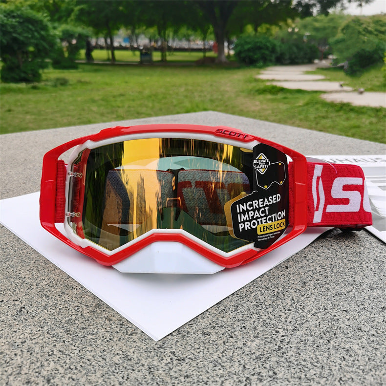 Performance Motocross & Off-Road Goggles - Increased Impact Protection with Lens Lock System(Red frame red V888-ELOSUNG29633