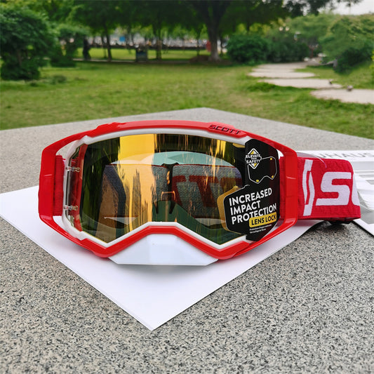 Performance Motocross & Off-Road Goggles - Increased Impact Protection with Lens Lock System(Red frame red V888-ELOSUNG29633