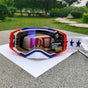 Performance Motocross & Off-Road Goggles - Increased Impact Protection with Lens Lock System(Red and blue V888-ELOSUNG29634
