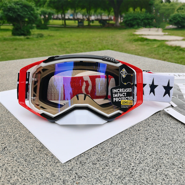 Performance Motocross & Off-Road Goggles - Increased Impact Protection with Lens Lock System(Red and black V888-ELOSUNG29635