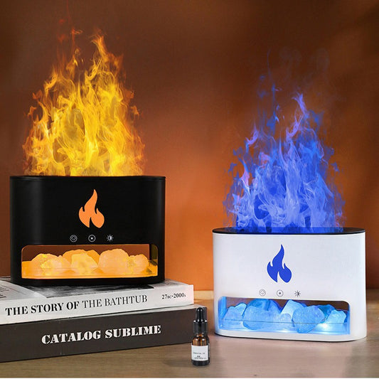 Himalayan Salt Stone Flame Aroma Diffuser & Humidifier - 7 Light Options, Ultrasonic, Auto Shut-Off(white) V888-ELOSUNG29639