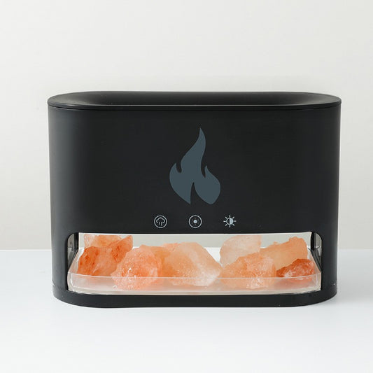 Himalayan Salt Stone Flame Aroma Diffuser & Humidifier - 7 Light Options, Ultrasonic, Auto Shut-Off(black) V888-ELOSUNG29640