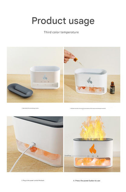 Himalayan Salt Stone Flame Aroma Diffuser & Humidifier - 7 Light Options, Ultrasonic, Auto Shut-Off(black) V888-ELOSUNG29640